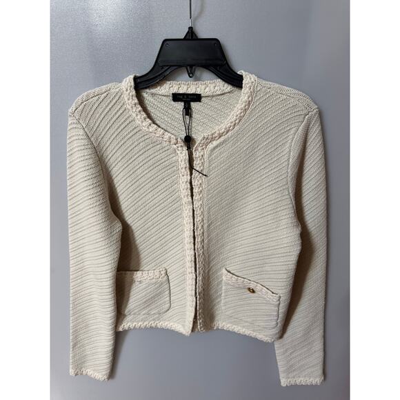 Rag & Bone Claire Textured Cardigan - Off White - Size Small - Picture 5 of 6